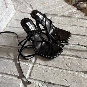 Steve Madden Black Lace-Up Heels with Studs